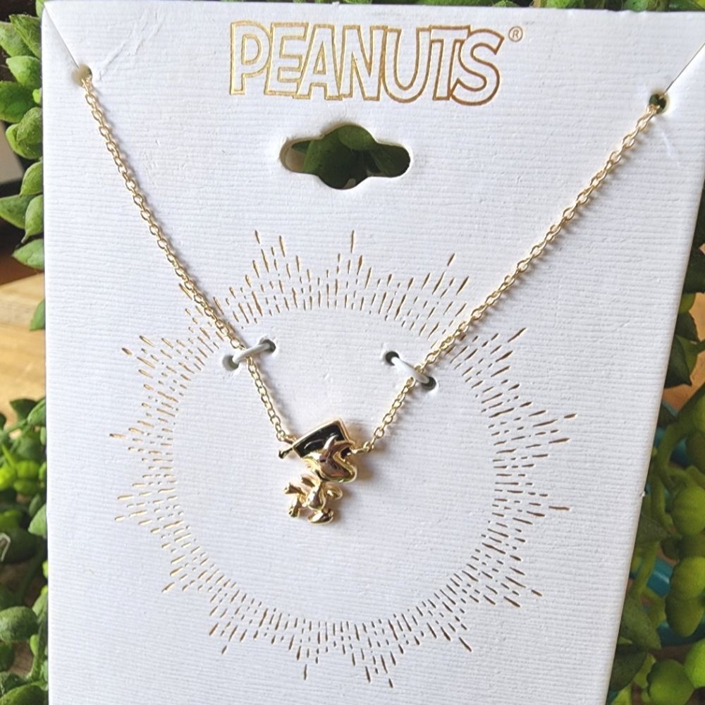 NWT Unwritten Silver Necklace, Peanuts Snoopy Woodstock Graduation Theme